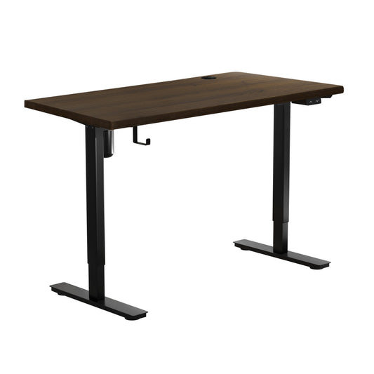 Electric Standing Desk Single Motor Height Adjustable Sit Stand Table Black and Walnut 150cm