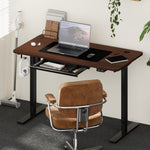 150cm Electric Standing Desk Adjustable Height with Drawer Black & White Walnut
