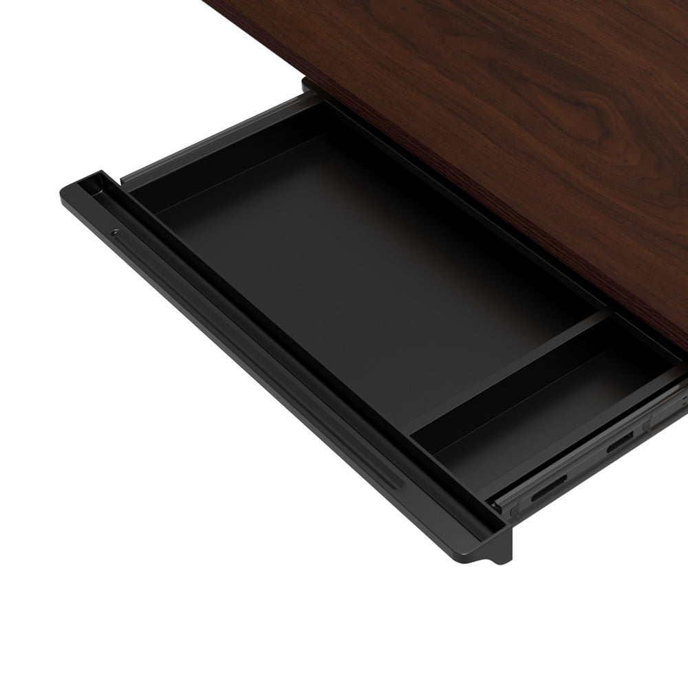 150cm Electric Standing Desk Adjustable Height with Drawer Black & White Walnut