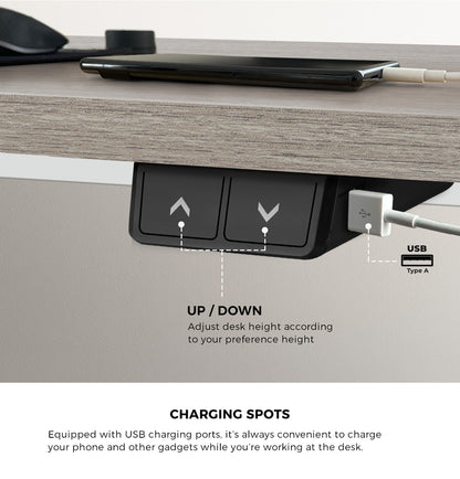 140CM Electric Standing Desk Adjustable Black&Grey-Oak