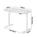 Electric Standing Desk Single Motor White 150cm