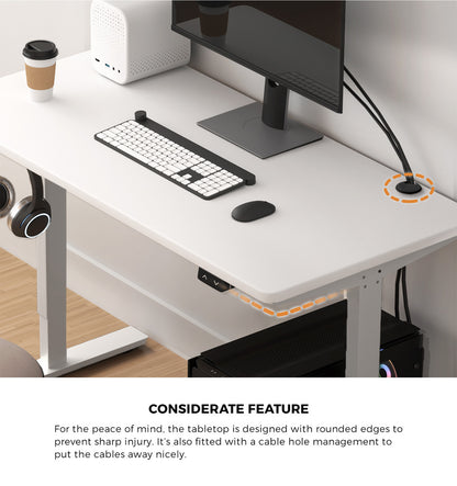 Electric Standing Desk Single Motor White 150cm
