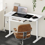 150cm Electric Standing Desk Adjustable Height with Drawer Black & White Walnut