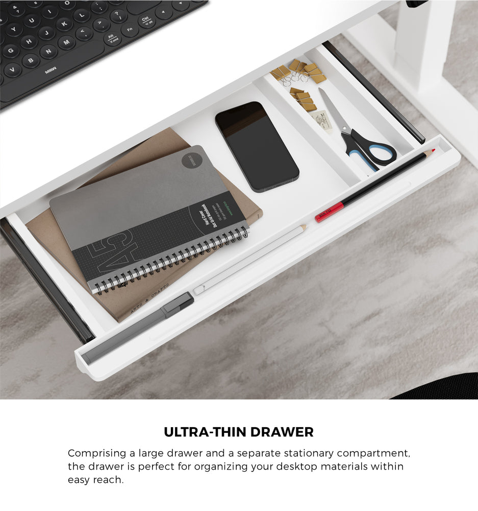 150cm Electric Standing Desk Adjustable Height with Drawer Black & White Walnut