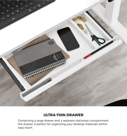 150cm Electric Standing Desk Adjustable Height with Drawer Black & White Walnut