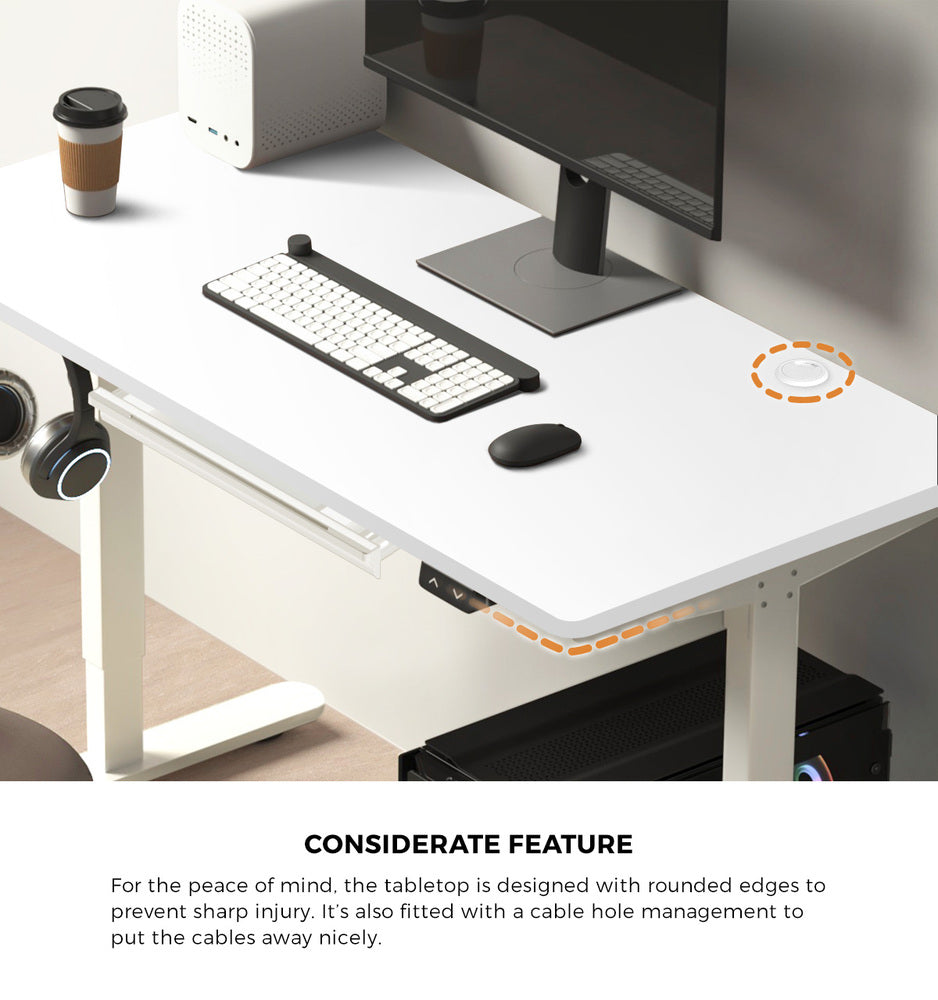 150cm Electric Standing Desk Adjustable Height with Drawer Black & White Walnut