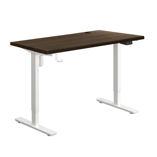  Electric Standing Desk Single Motor Height Adjustable Sit Stand Table White and Walnut 150cm