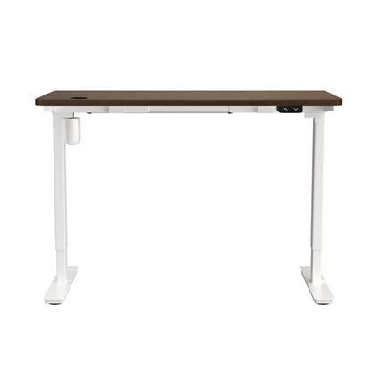 Electric Standing Desk Single Motor Height Adjustable Sit Stand Table White and Walnut 150cm