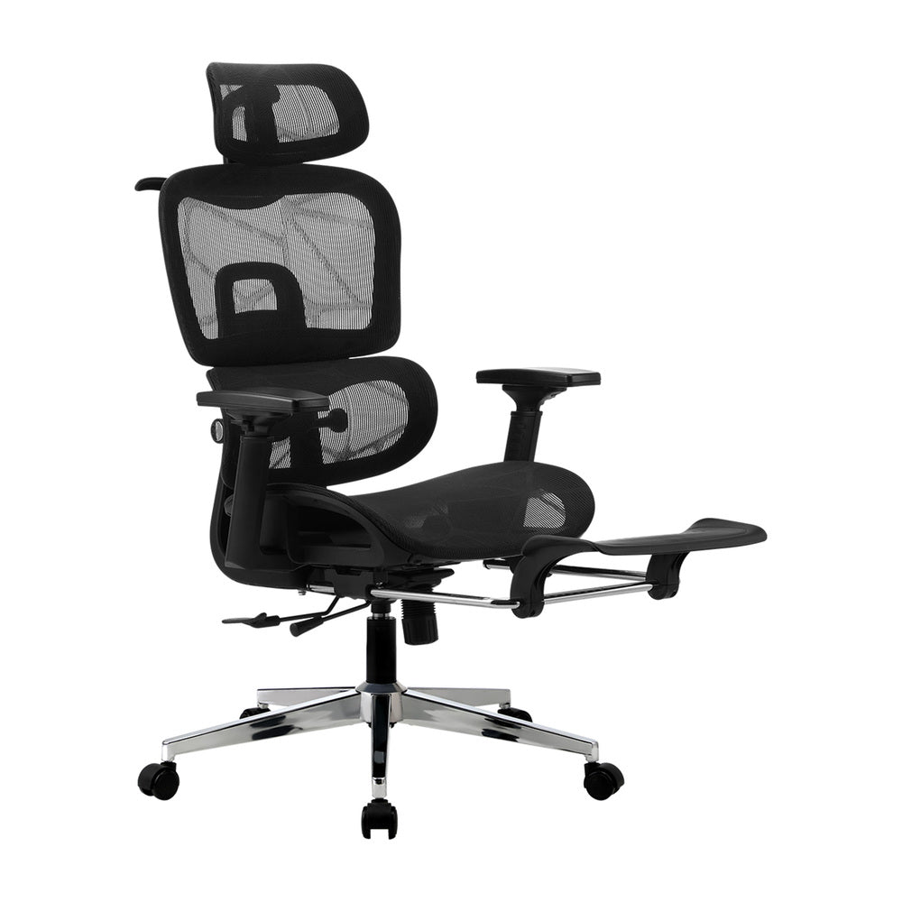 Office Desk and Chair Set Mesh Ergonomic Chair Sit-stand Desk Black&Oak