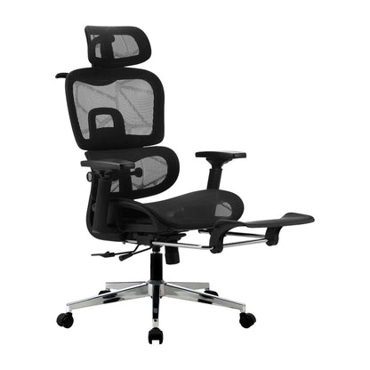 Office Desk and Chair Set Mesh Ergonomic Chair Sit-stand Desk Black&Oak