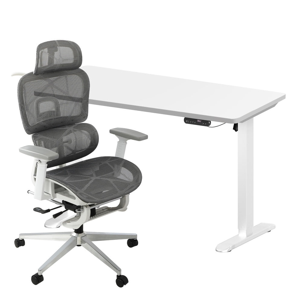 Office Desk and Chair Set Mesh Ergonomic Chair Sit-stand Desk GY&WH