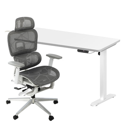 Office Desk and Chair Set Mesh Ergonomic Chair Sit-stand Desk GY&WH