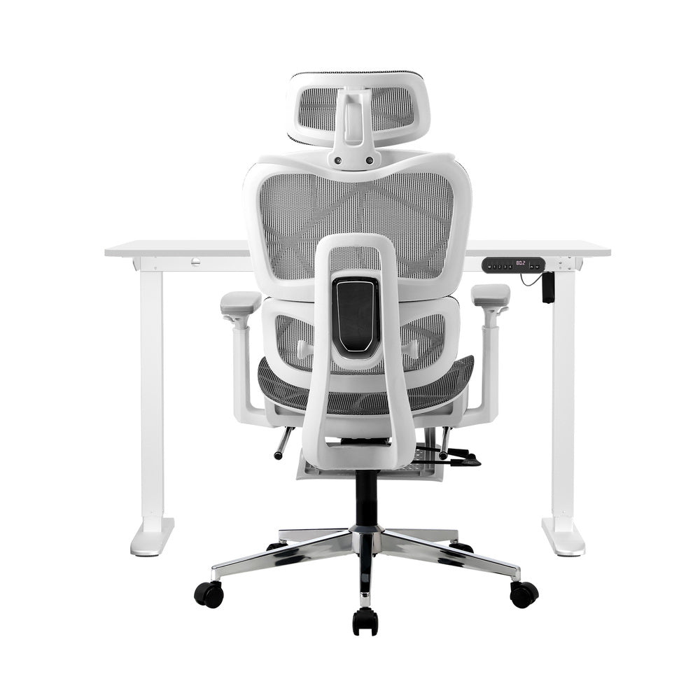 Office Desk and Chair Set Mesh Ergonomic Chair Sit-stand Desk Black&Oak