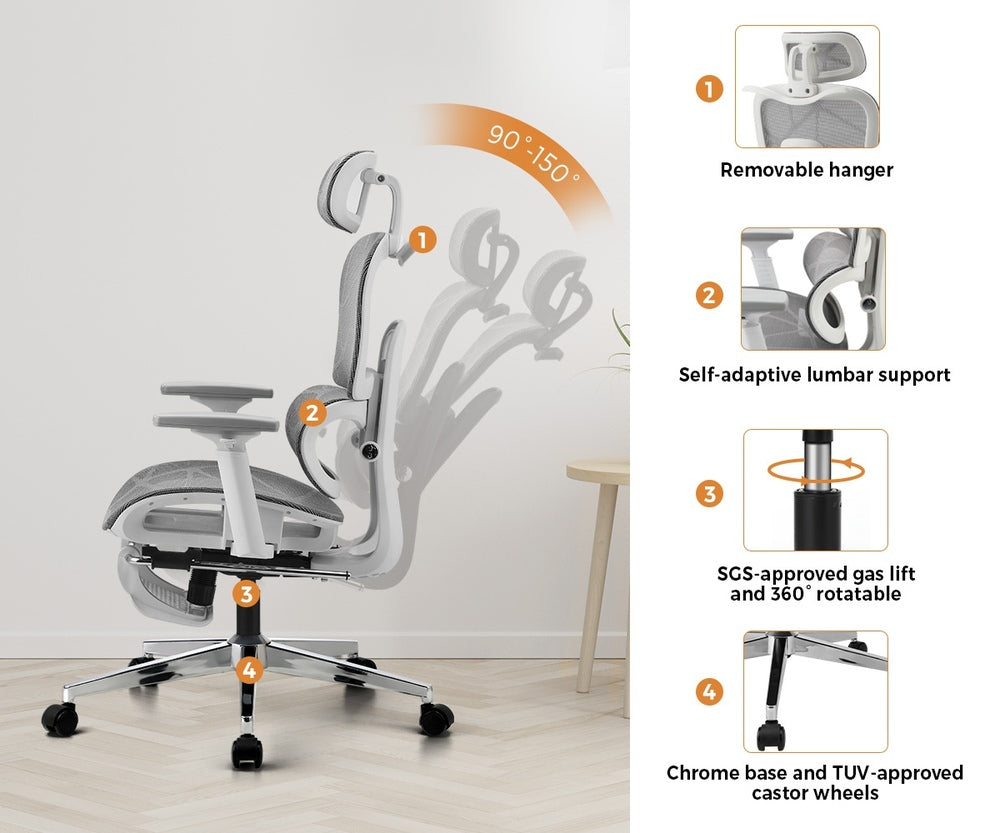 Office Desk and Chair Set Mesh Ergonomic Chair Sit-stand Desk GY&WH