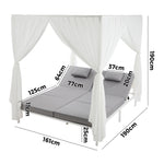 3PCS Outdoor Sun Lounger Wicker Lounge Table Chairs Grey & Beige