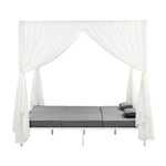 3PCS Outdoor Sun Lounger Wicker Lounge Table Chairs Grey & Beige