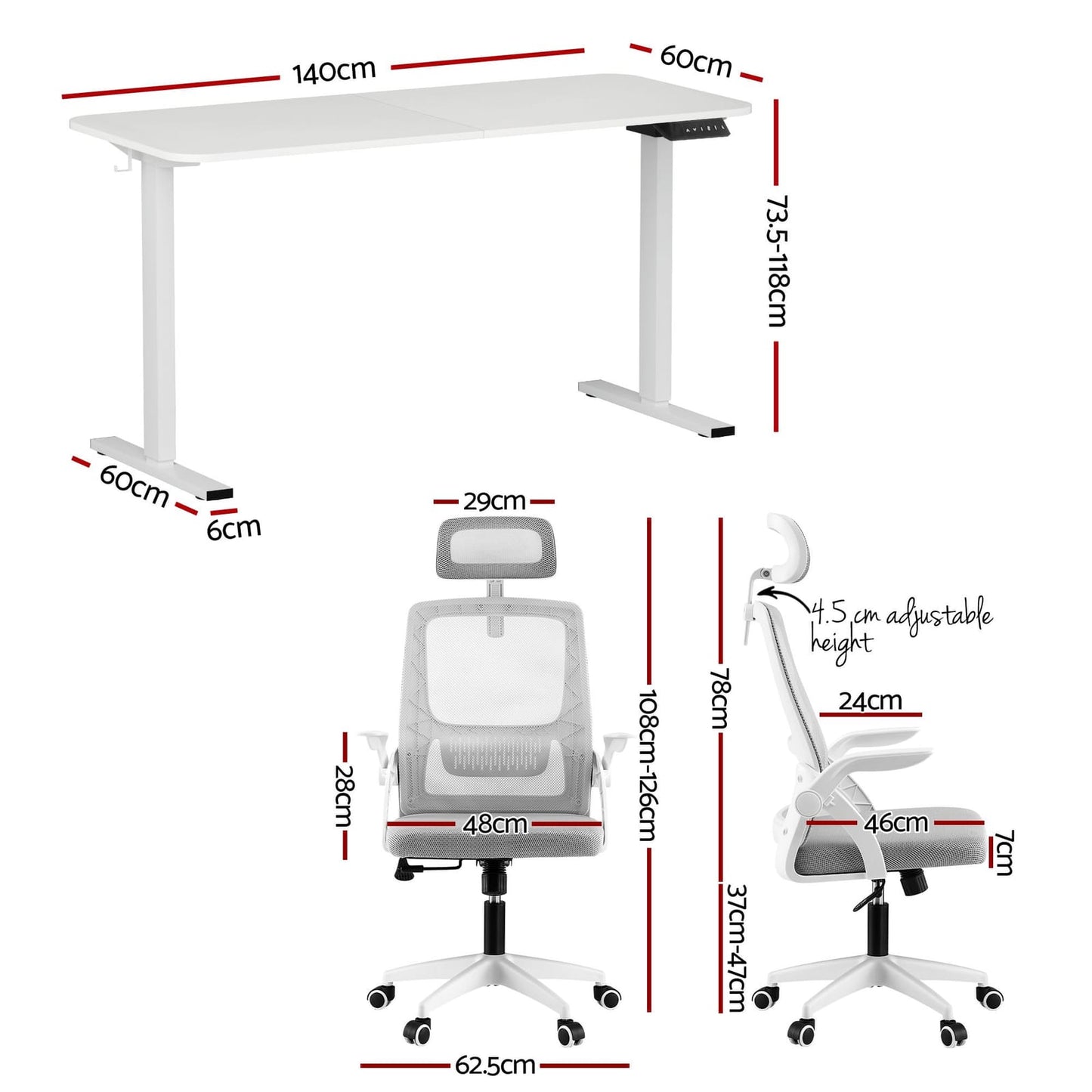 Standing Desk Ergonomic Combo 1400x600x16cm
