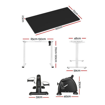 140cm Electric Standing Desk with Mini Pedal Exercise Bike Home Office