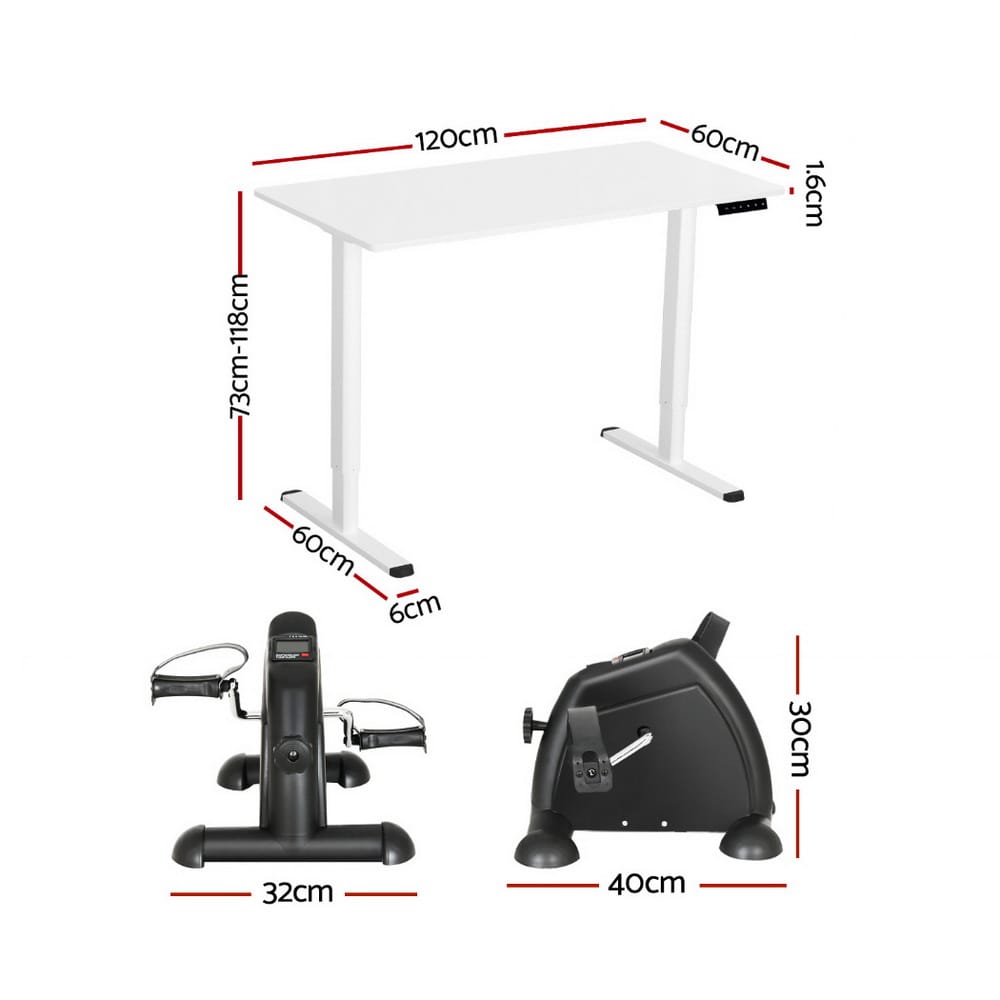 Electric Standing Desk With Exercise Bike 120x60x73cm
