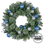 61cm Blue Collection Multicolour Pre-Lit Christmas Wreath