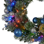 61cm Blue Collection Multicolour Pre-Lit Christmas Wreath