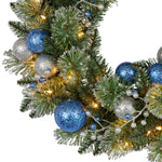 61cm Blue Collection Multicolour Pre-Lit Christmas Wreath