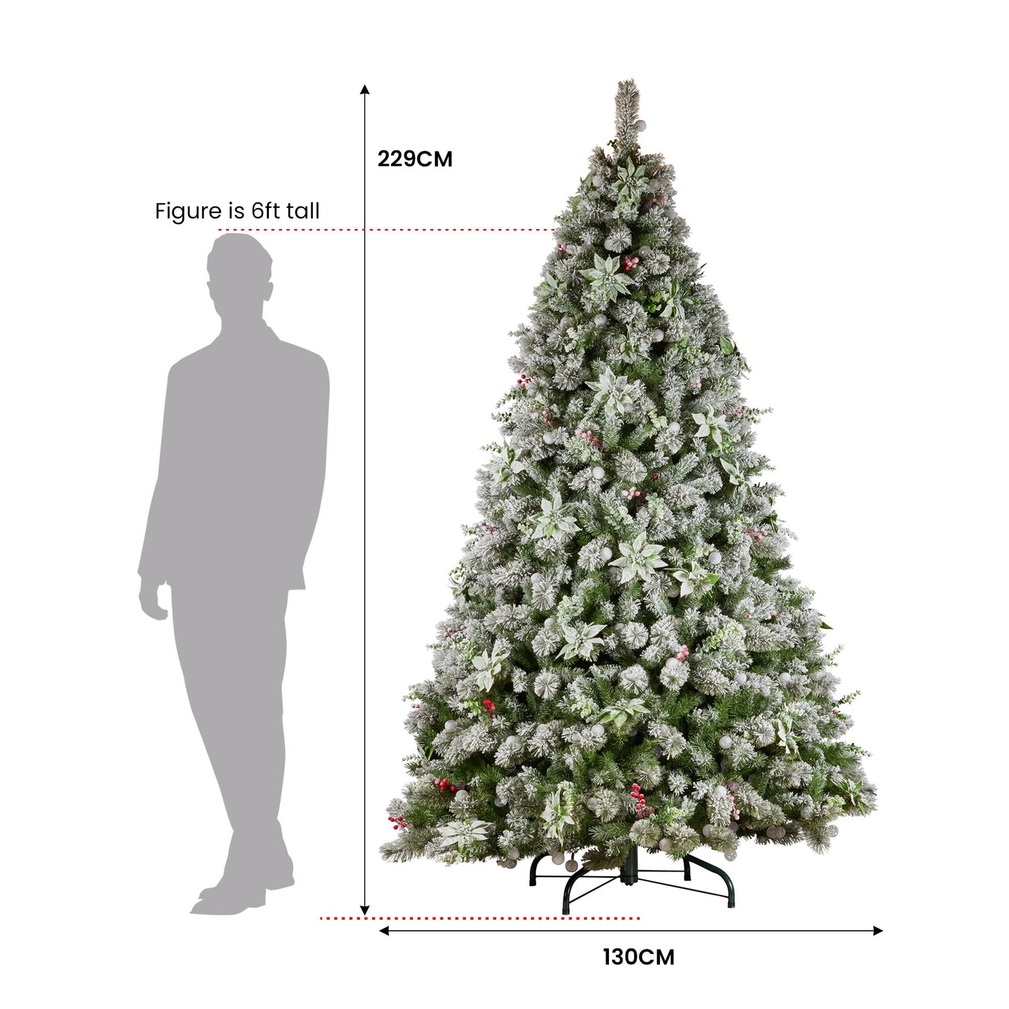 Snowy Crown Pine 2.3m Multicolour Pre-Lit Christmas Tree with 1453 Tips