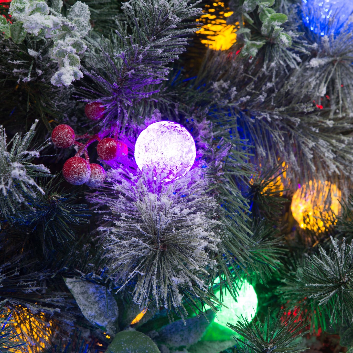 Snowy Crown Pine 2.7m Multicolour Pre-Lit Christmas Tree with 2429 Tips