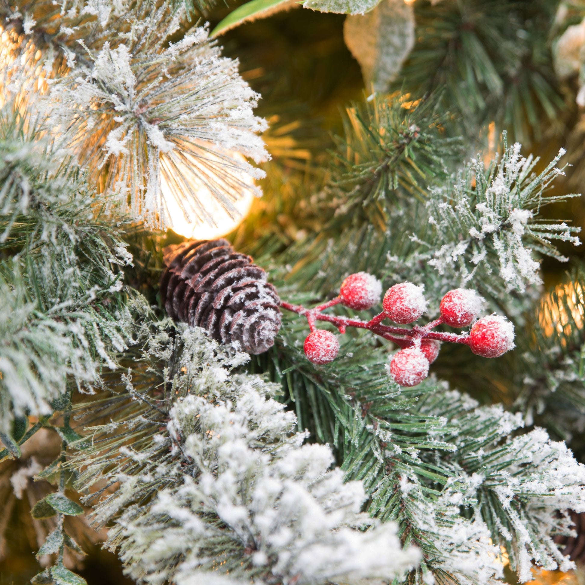 Snowy Crown Pine 2.7m Multicolour Pre-Lit Christmas Tree with 2429 Tips