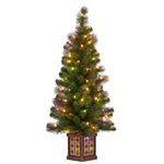 4ft Christmas Tree Glittery Gold Pine Foliage LED Multi Lights Xmas Decor