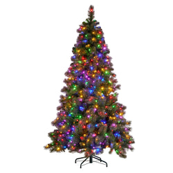 7.5ft Christmas Tree Glittery Gold Pine 650 LED Multi functional Lights Xmas Decor