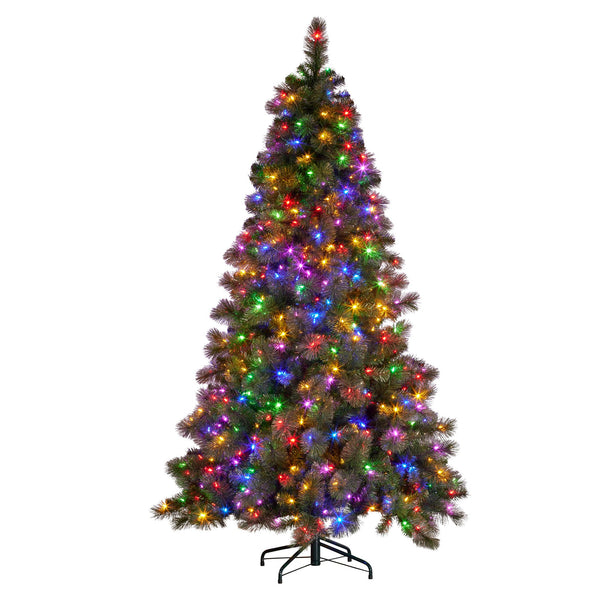  7.5ft Christmas Tree Glittery Gold Pine 650 LED Multi functional Lights Xmas Decor
