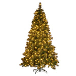 7.5ft Christmas Tree Glittery Gold Pine 650 LED Multi functional Lights Xmas Decor