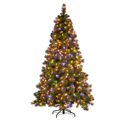 7.5ft Christmas Tree Glittery Gold Pine 650 LED Multi functional Lights Xmas Decor