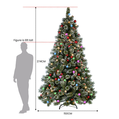 Snowy Bristle 2.7m Multicolour Pre-Lit Christmas Tree with 2870 Tips