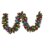 274cm Snowy Bristle Multicolour Christmas Garland