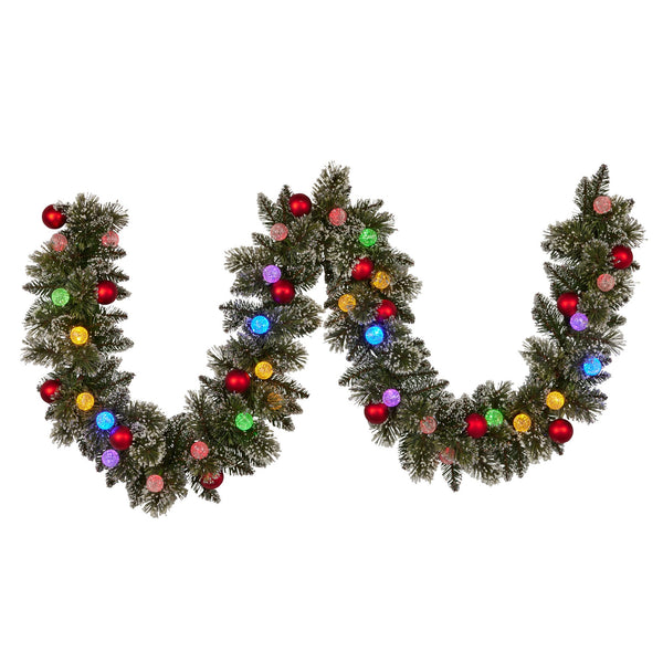  274cm Snowy Bristle Multicolour Christmas Garland