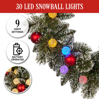 274cm Snowy Bristle Multicolour Christmas Garland