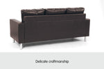 Corner Sofa Couch with Chaise - Brown