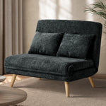 Chenille Sofa Bed Chair Recliner Double Love Seat Upholstered Charcoal&Yellow Fabric