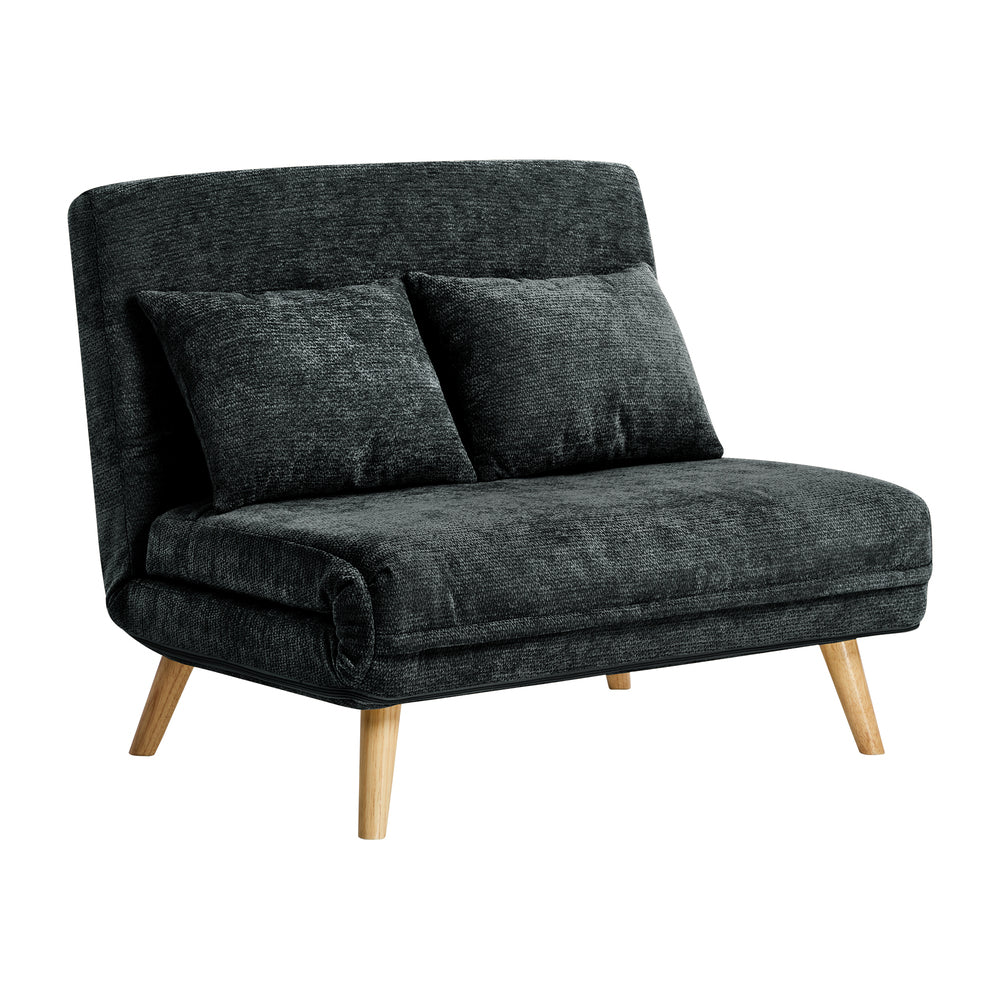 Chenille Sofa Bed Chair Recliner Double Love Seat Upholstered Charcoal&Yellow Fabric