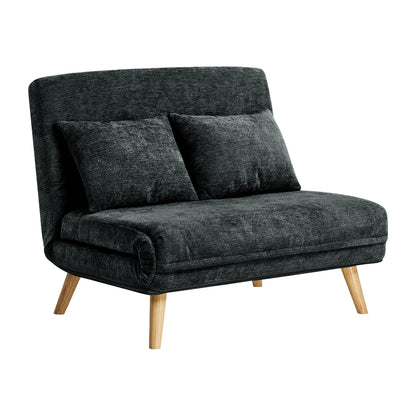 Chenille Sofa Bed Chair Recliner Double Love Seat Upholstered Charcoal&Yellow Fabric