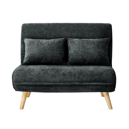 Chenille Sofa Bed Chair Recliner Double Love Seat Upholstered Charcoal&Yellow Fabric