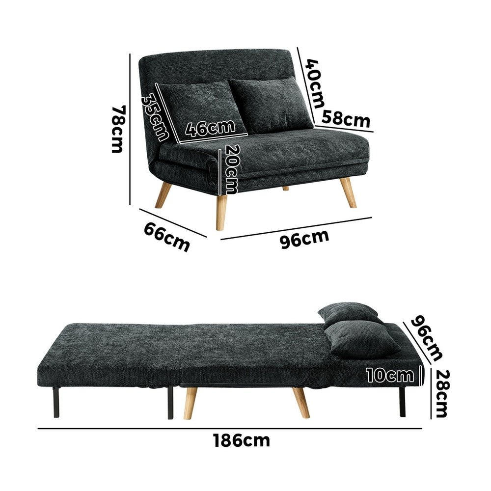 Chenille Sofa Bed Chair Recliner Double Love Seat Upholstered Charcoal&Yellow Fabric