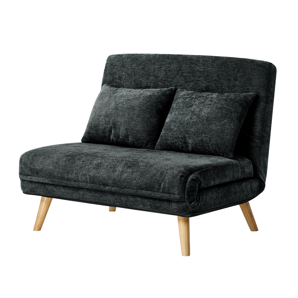 Chenille Sofa Bed Chair Recliner Double Love Seat Upholstered Charcoal&Yellow Fabric