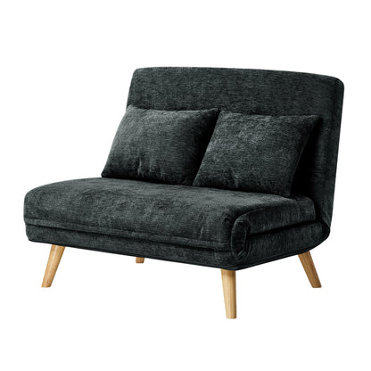 Chenille Sofa Bed Chair Recliner Double Love Seat Upholstered Charcoal&Yellow Fabric