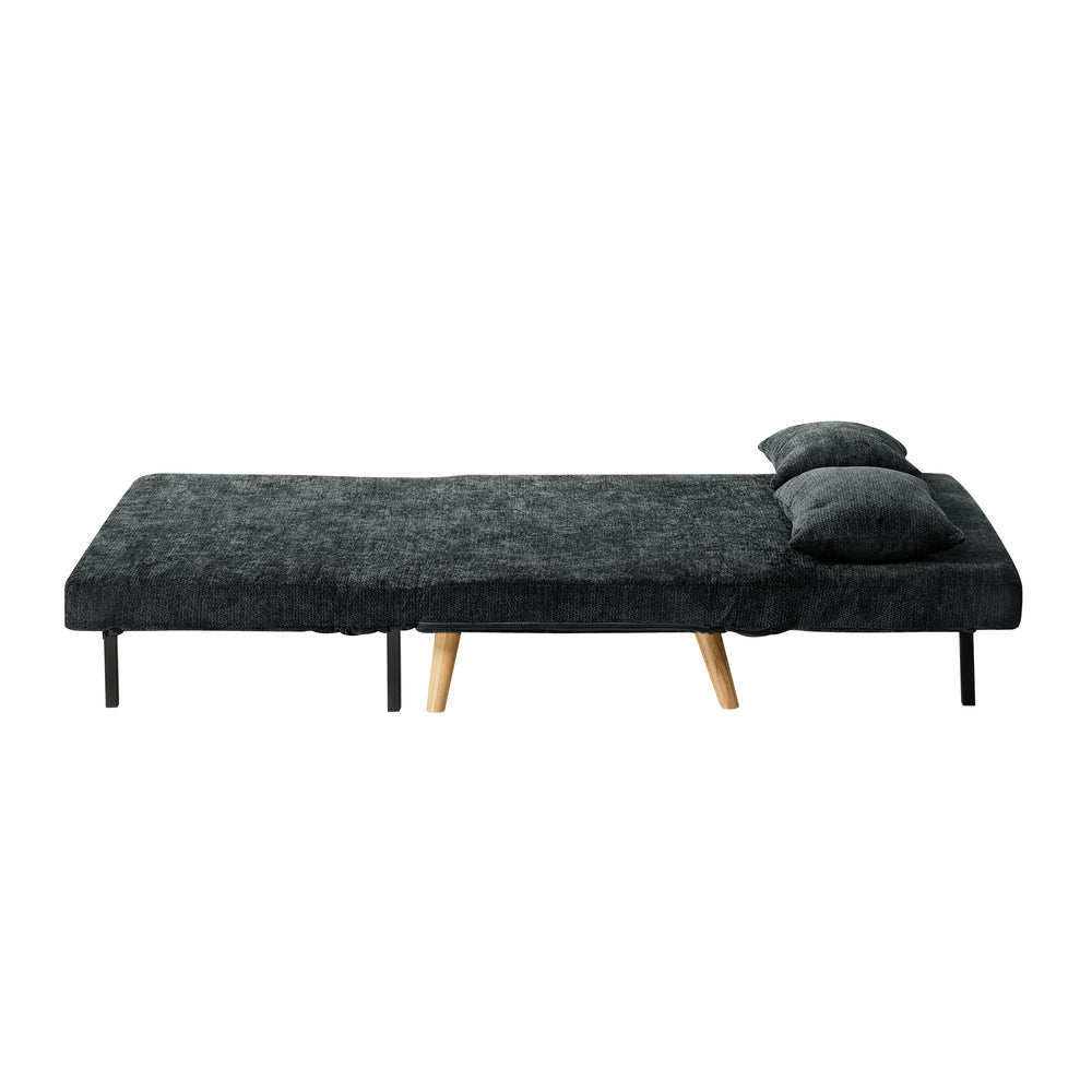Chenille Sofa Bed Chair Recliner Double Love Seat Upholstered Charcoal&Yellow Fabric