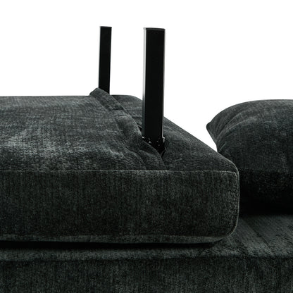Chenille Sofa Bed Chair Recliner Double Love Seat Upholstered Charcoal&Yellow Fabric
