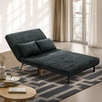 Chenille Sofa Bed Chair Recliner Double Love Seat Upholstered Charcoal&Yellow Fabric
