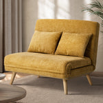 Chenille Sofa Bed Chair Recliner Double Love Seat Upholstered Charcoal&Yellow Fabric
